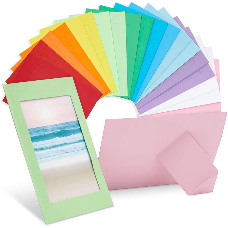 Wonninek 50枚セット カラフル ペーパーフォトフレーム 4x6 10種類 ピクチャーフレーム 紙製 ペーパー 写真立て おしゃれ 写真飾り 壁掛け 縦...