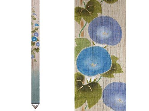 細タペストリー 空色朝顔 夏 手描き タぺストリー 麻