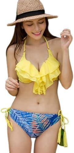 [KAEDE] 3 COLLOR フリル シフォン バンドゥー ビキニ