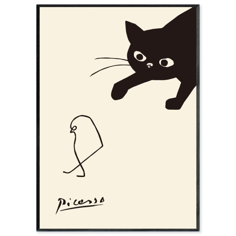 ピカソ ポスター アートポスター リトグラフ ネコ ひよこ SQIP (スキップ) ラインアート 線画 モノクロ 白黒 絵画 絵 A4 A3 A2 北欧 おしゃれ インテリア 009
