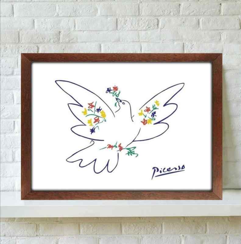 ピカソ 花と鳩 A4サイズ フレーム付き アートポスター ポスターaoipro