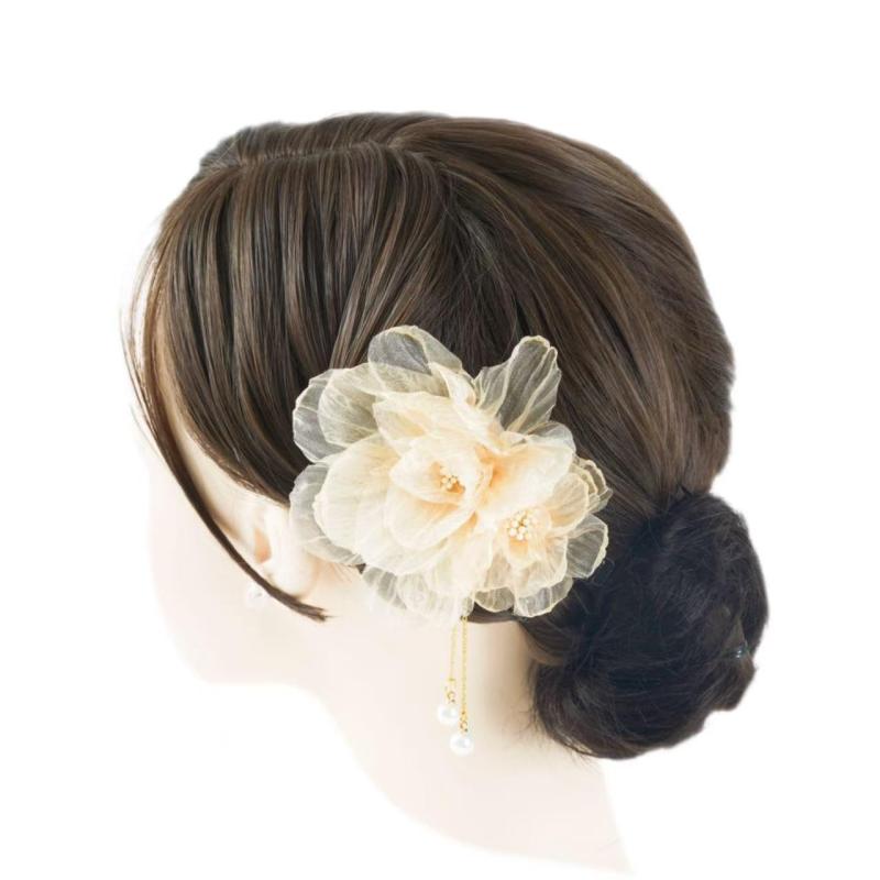 [lalabeauty] 浴衣 髪飾りパール 和装 髪飾り 花火大会 シンプル 花 ショート 袴 はかま 成人式 卒業式 前撮り 花嫁 七五三 クリップ 揺れるビーズ 浴衣髪飾り