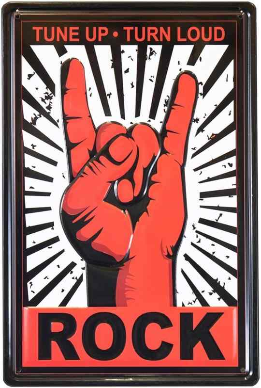 [秋月貿易]アンティーク メタル エンボス プレート S [ROCK]<アメリカン雑貨> ROCK Z86