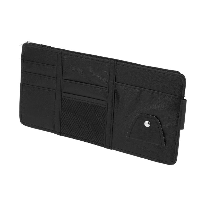 INFINAUTO 車用サンバイザーオーガナイザー ジッパー付きのオートバイザー収納ポーチ サングラスホルダ..