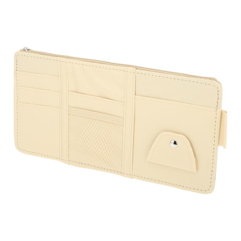 INFINAUTO 車用サンバイザーオーガナイザー ジッパー付きのオートバイザー収納ポーチ サングラスホルダ..