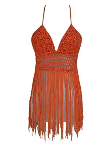 [tinacrochetstudio] レディーズ フリンジ ビキニ ホルタークロップ トップ 手作り かぎ針編み 水着 夏 ビーチウェア