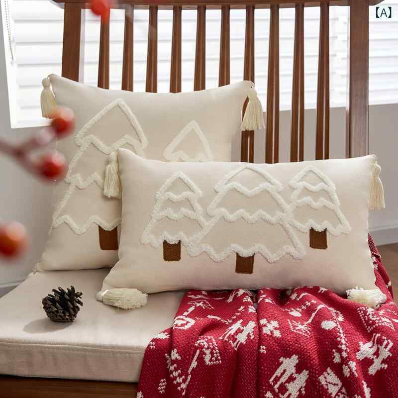 Rakuten - アマゾンクロスボーダークリスマス 抱き 枕 カバー、 クリスマスツリー キャンバス 刺繍 クッション、 吊り 穂 飾り ソファー