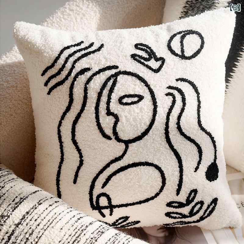 ビーチドロップのブラック軽 贅沢 中古 高級 感 刺繍 抱き 枕 カバーインスタ 風 北欧 リビングソファベッドクッションクッションクッション｜アングル2
