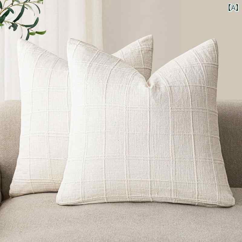 Low Rebound Cushions - クロスボーダーモダンシンプル 枕 カバーシェニールチェック 無地 リビング ルーム ソファ クッションベッドサイドクッションカバーアマゾン