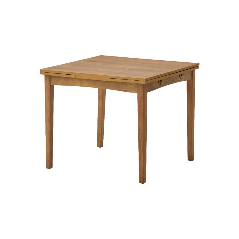 関家具(sekikagu) ダイニングテーブル 伸長式 幅85×奥行80×高さ72cm スレイド ナチュラル 421913両側バタフライ式のコンパクトなダイニングテーブル。オーク材の美しい木目を活かした、伸長式のダイニングテーブルとなっています。天板を3段階で調整できる両バタ仕様で、人数やシーンに合わせて柔軟に使えます。サイズ：幅85-115-145×奥行80×高さ72cm材質：天板/節有オーク突板、脚/ラバーウッド無垢