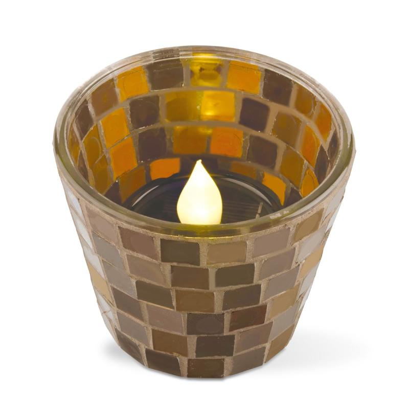 ソーラーガーデンライト キャンドル モザイクガラス Kaleido カレード ブラウン