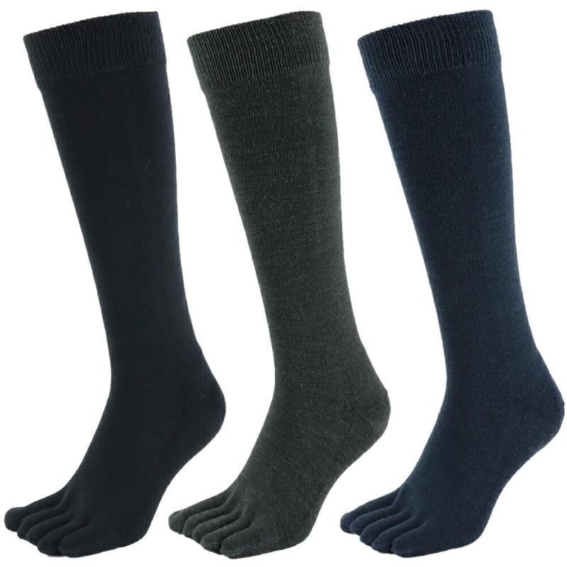 [アスカ] 5本指ソックス ウール混 厚底パイル ドイツ製ドラロンウール ハイソックス 防寒 メンズ レディース