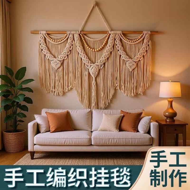 乐天商城 - ヨーロッパ 式 ボヘミアン diy 人工 編み 綿 ロープタペストリークロスボーダーフリンジホーム 壁 掛 装飾 ソフト