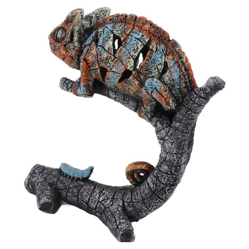 J-ouuo カメレオン像彫刻樹脂カメレオン野生動物置物装飾家のデスクトップの装飾