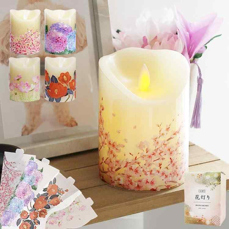 [MRG] 着せ替えできる 仏壇 LEDろうそく「花灯り」 四季 フィルム4枚セット 電池式 おしゃれ コンパクト お供え キャンドル 火を使わない