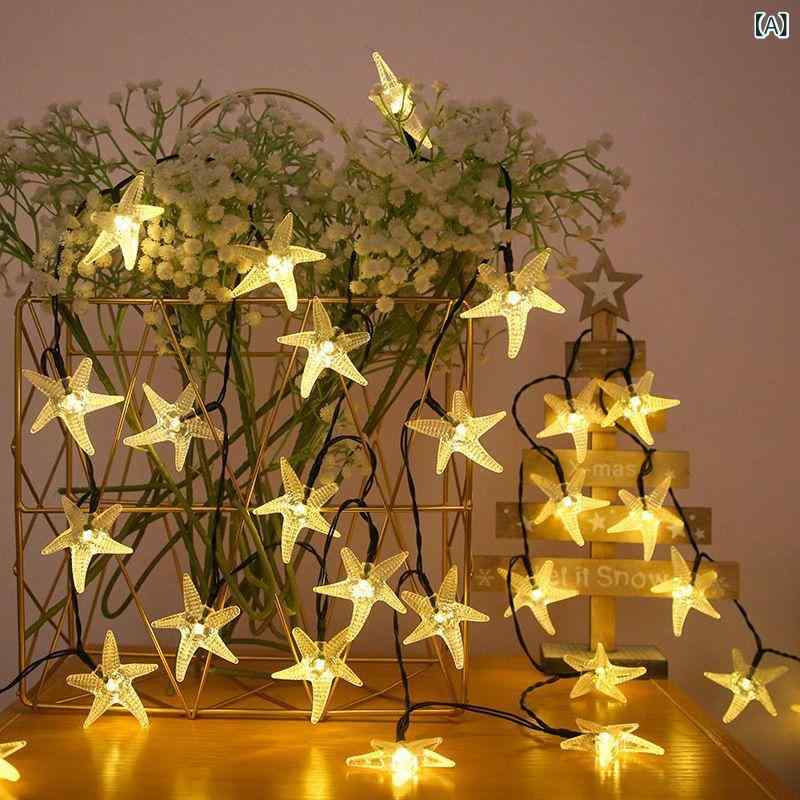 Rakuten - 新型の 魚の 尾の ledの 小さい 明かりは 雰囲気の 明かりの 部屋の 寝室の 海洋の 風の シーンの 装飾に 太陽 エネルギーの イルミネーションを 配置 します。