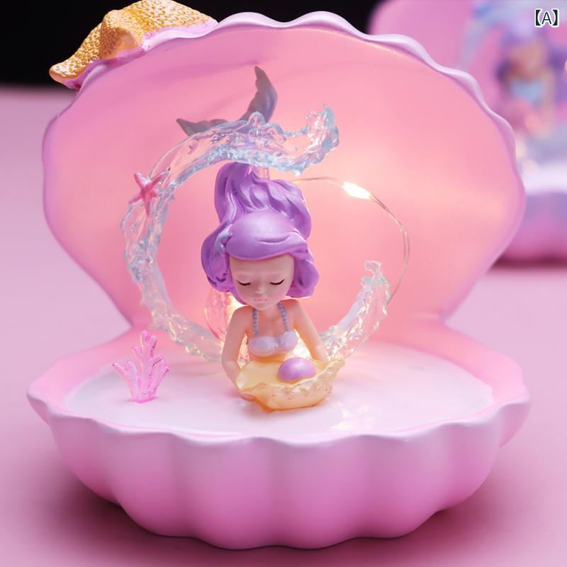 Rakuten - 海洋の 王女の 人魚の 貝殻の 星の 明かりの 小夜の 明かりの 少女の 贈り物の 樹脂の 置物は 学友の 女子 学生の 誕生 日を 送ります。