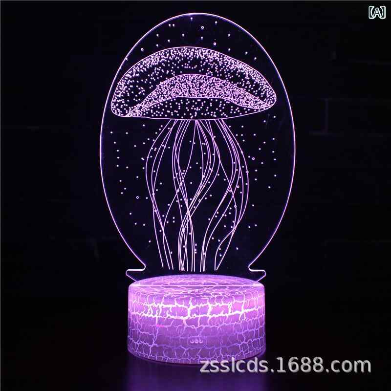 乐天商城 - クロス ボーダー 専用 クラゲ 魚 シリーズ 3 d 小夜 灯 七 色 タッチリモコン 灯 創意 プレゼント 電気 スタンド 視覚 灯