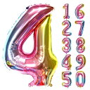 数字バルーン アルミ風船 数字 ナンバー 大きい 約80cm 誕生日 ハッピーバースデー 飾り付け 記念日 パーティー (数字バルーン「4」, レインボー)