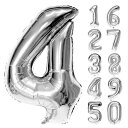 数字バルーン アルミ風船 数字 ナンバー 大きい 約80cm 誕生日 ハッピーバースデー 飾り付け 記念日 パーティー (数字バルーン「4」, シルバー)