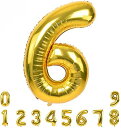 数字 バルーン ナンバー バルーン アルミ風船 40インチ 大きい 誕生日 ハッピーバースデー 飾り付け ウェディング 記念日 パーティー 約90cm (6, ゴールド)