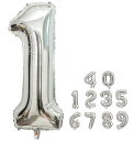 数字バルーン 40インチ 0-9 数字 バルーン 誕生日バルーン ナンバー 純色 アルミ風船 バースデーバルーン 大きい 装飾グッズ 風船 パーティーグッズ ウェディング 記念日 (数字1, シルバー)