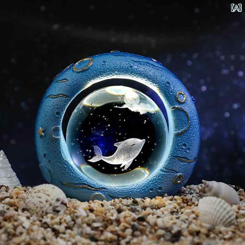 Rakuten - 光る 星空の 海の 3 d 内の 彫刻の 水晶の 小さい 夜の 明かりの デスク トップは 寝室の 装飾 品の 誕生 日の プレゼントを 飾って 女の子に 送ります。