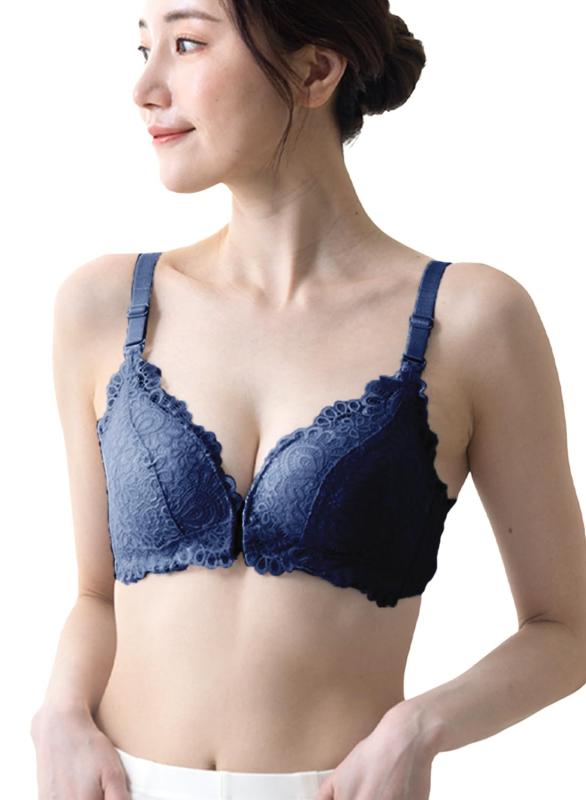 [PANSELINA] フロントホック ブラジャー ノンワイヤー 脇高設計 補正ブラ 谷間メイク バストアップ 育乳 美胸 レース