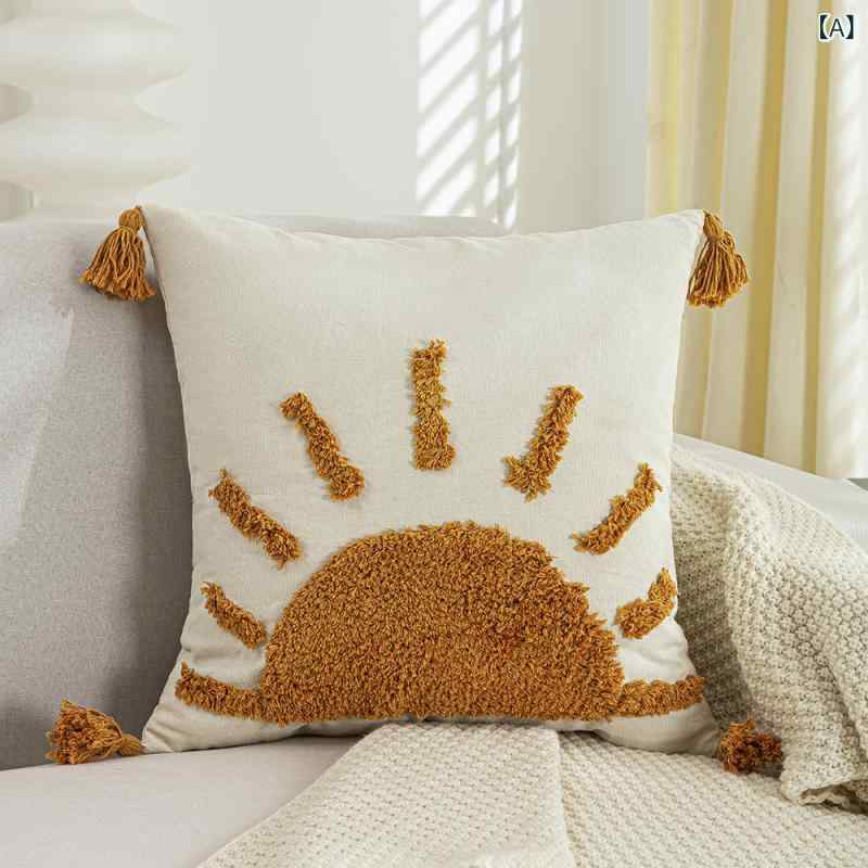 ボヘミアンの タフティング 刺繍の 枕 カバー