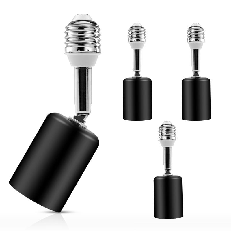 Ygmylandbb E26 E27 延長用アダプター、スタンダード ランプソケット、卓上ランプ、シーリングライト、ペンダントライト用ねじ込みランプホルダー、屋内使用、e26 延長、ブラック（4個入り）