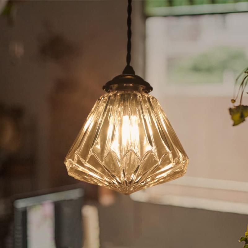 Cerdeco まるで宝石のようなキラキラ眩しい… ダイヤモンドの形 レトロ感満載 キュートな洋風 ガラスペンダントライト インテリア照明 ..