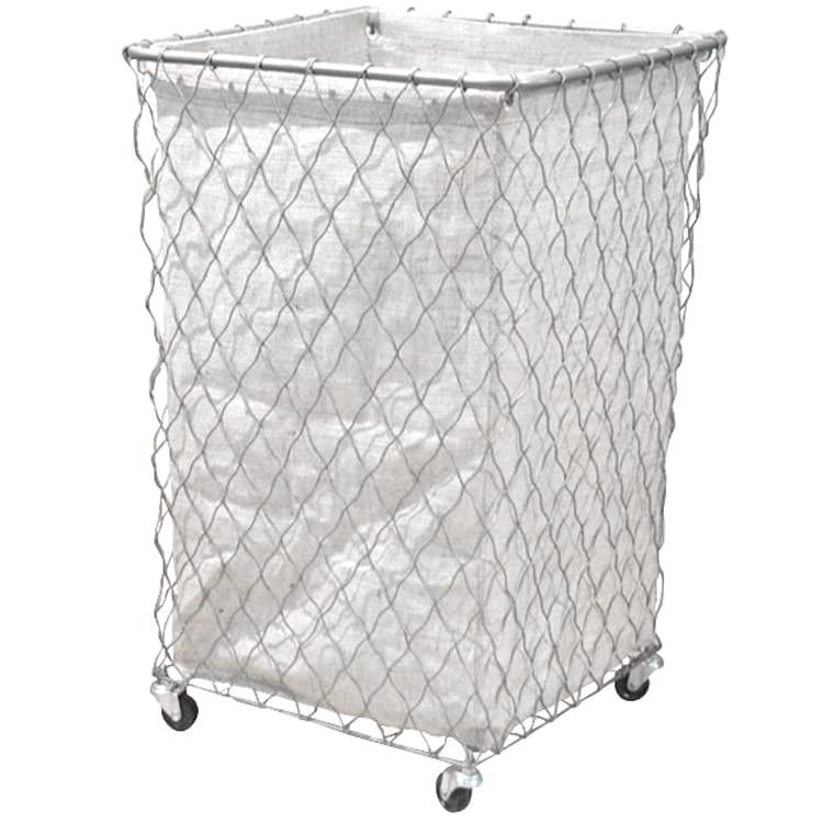 ランドリー バスケット ワイヤー キャスター かご 袋付き ジュート ナチュラル レトロ ホワイト /1015(..