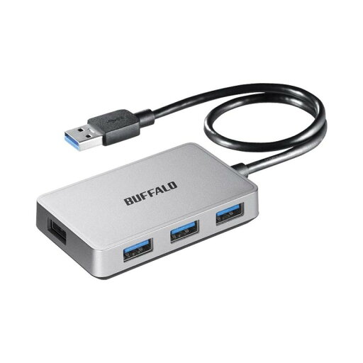 BUFFALO PS4対応 USB3.0 バスパワー 4ポートハブ シルバー 設計 マグネット付き BSH4U305U3SV 【Windows/Mac/PS3対応】 BUFFALO PS4対応 USB3.0 バスパワー 4ポートハブ シルバー 設計 マグネット付き BSH4U305U3SV 【Windows/Mac/PS3対応】
