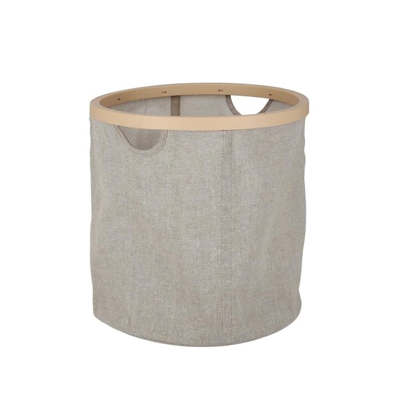 アポロジャパン 折りたたみ ランドリー バスケット 大容量 軽量 コンパクト 丸 ベージュ NW-01-Beige04