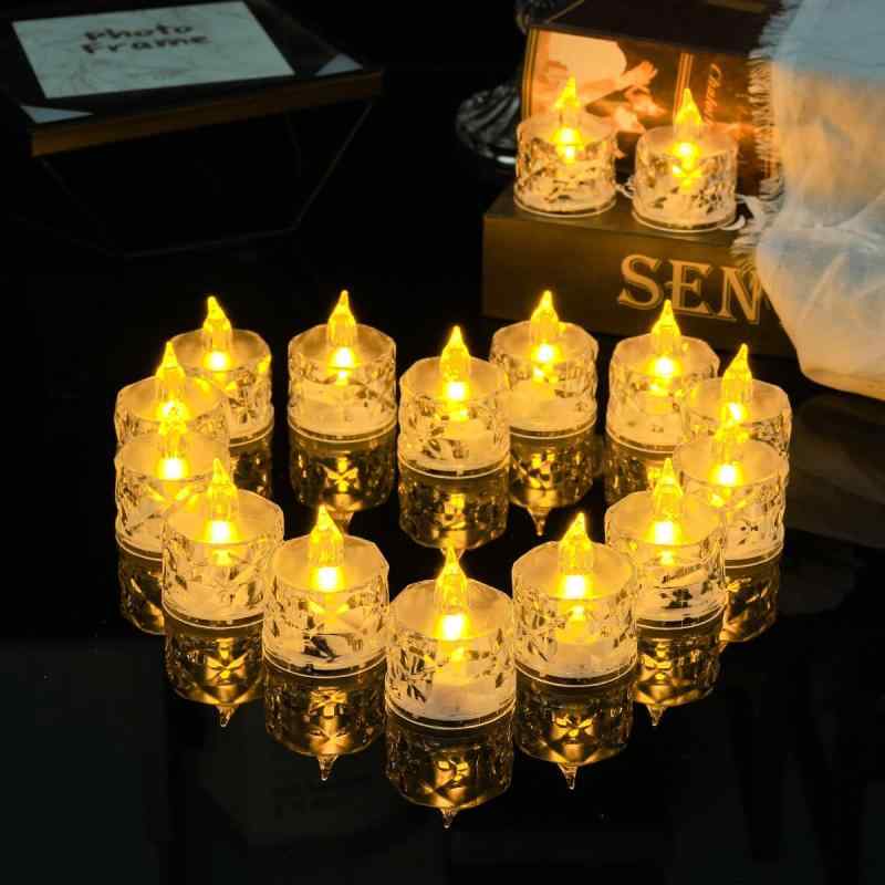 24個 LEDキャンドルライト 半透明 癒しの灯り 暖色 ナイトライト 安眠 無香料 火を使わない  ...