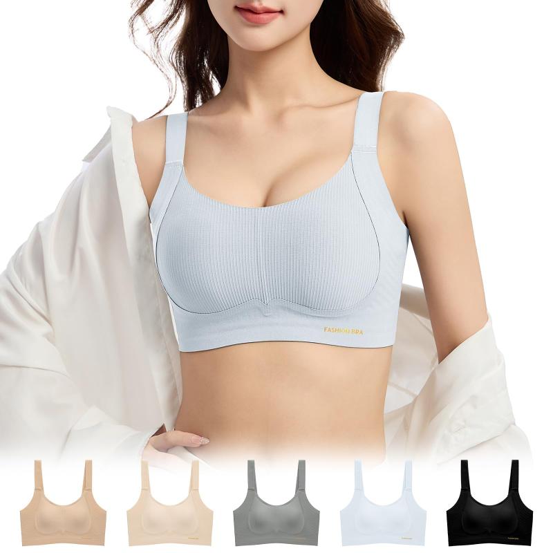 [BreLira] 胸を小さく見せるブラ 小さく見せるブラ 【約2カップ激小・改良ウサギ耳パッド】 垂れた胸補正 脇高 安定感 揺れ軽減 シームレス 柔らかい 通気性 ノーワイヤ 締付け感なし 大きい