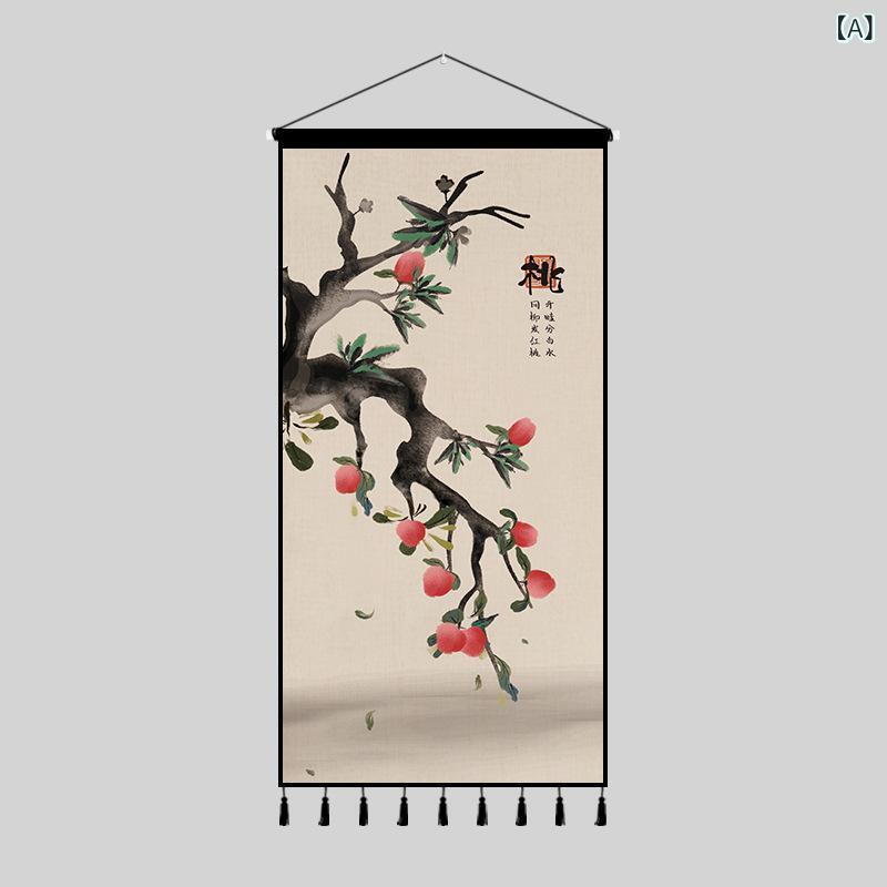 乐天商城 - 中国 式 壁 布 カキ 柿 如意 掛け 絵 布 芸 装飾 画 寝室 客間 玄関 タペストリー 背景 布