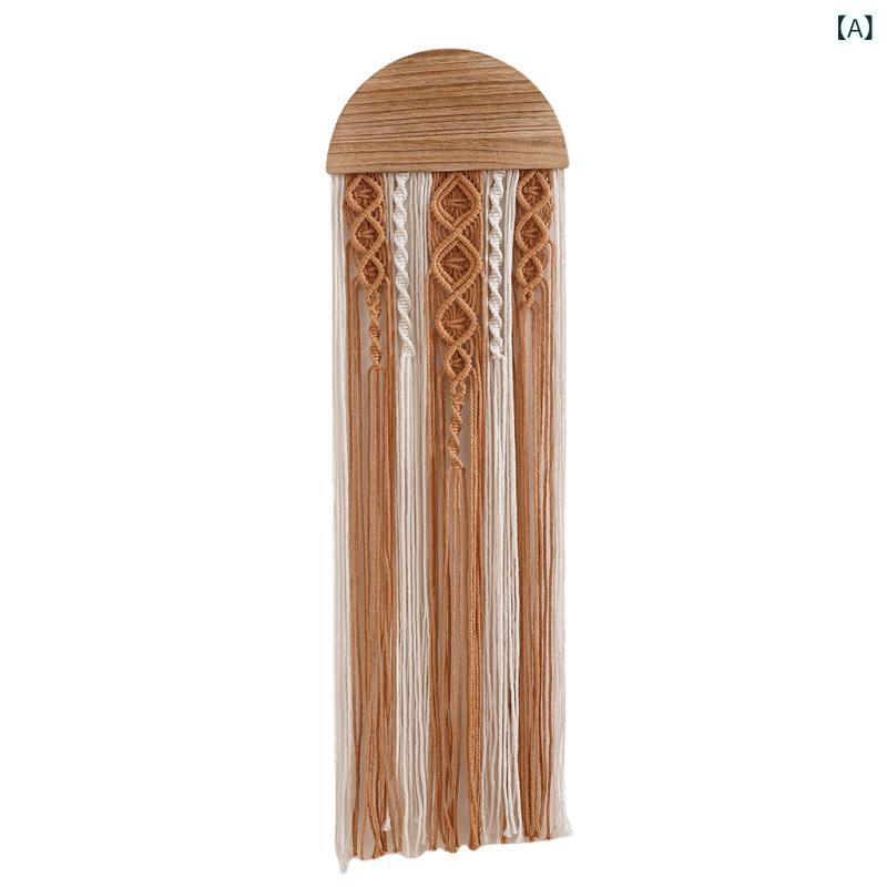 Rattan - 新型 モダン シンプルな フリンジの 毛布 ボヘミアン 民宿の リビング ルームの 装飾は 手作りの 半円の 木の 形の タペストリーです。