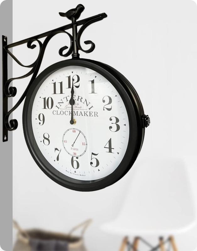 両面電波掛け時計 manbo-ana 直径31cm電波時計 無音 プレゼント 壁掛け時計 おしゃれ 掛時計 北欧 時計 インテリア [2]