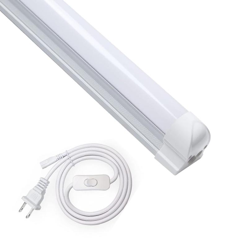 LED蛍光灯 器具一体型 スイッチ付き 直管型 消費電力 高輝度 5500K 昼白色 配線工事不要 軽量 ベースライト AC電源コード1.5m 取付簡単 明るい 省エネ 倉庫 事務所 学校に適用