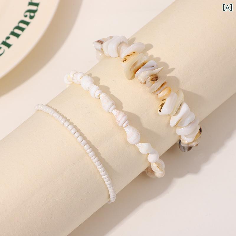 Cross-border best-selling freshwater niche gravel bracelet, handwoven shell bracelet, ocean style fashion anklet jewelry.