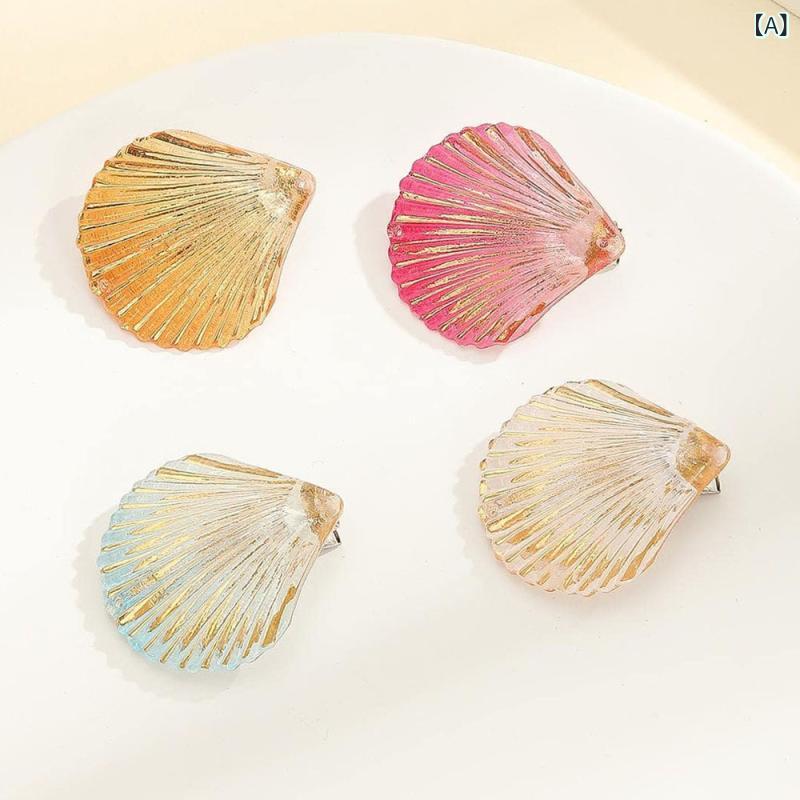 Rakuten - 海洋 風 クロス ボーダー 新作 グラデーションカラーシミュレーション 貝殻 飾り ヘアクリップアウトドア 海辺 休暇 ファッション 髪 飾り 女性