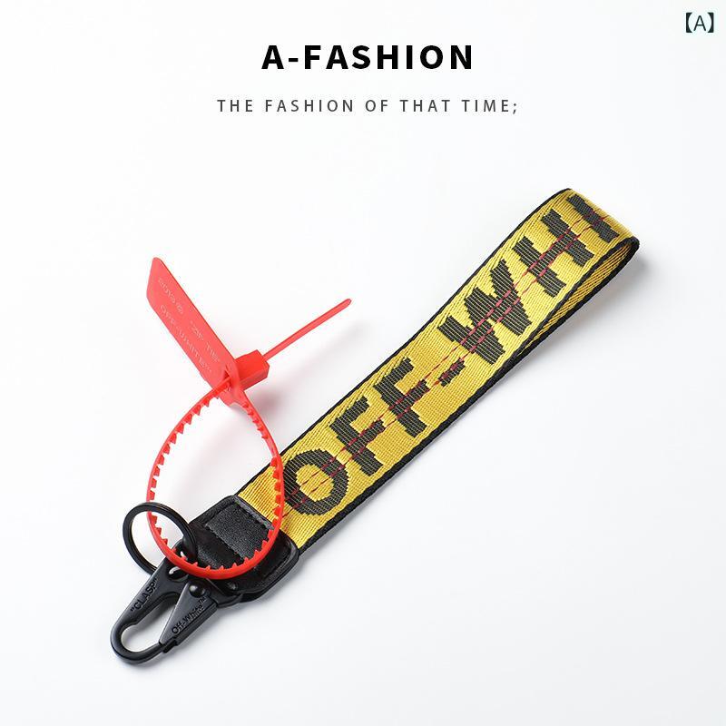 Rakuten - 上新 off キーホルダー ホワイト 欧米 潮 牌 刺繍 ズックロゴストラップバッグカメラ 付き デニム アクセサリー