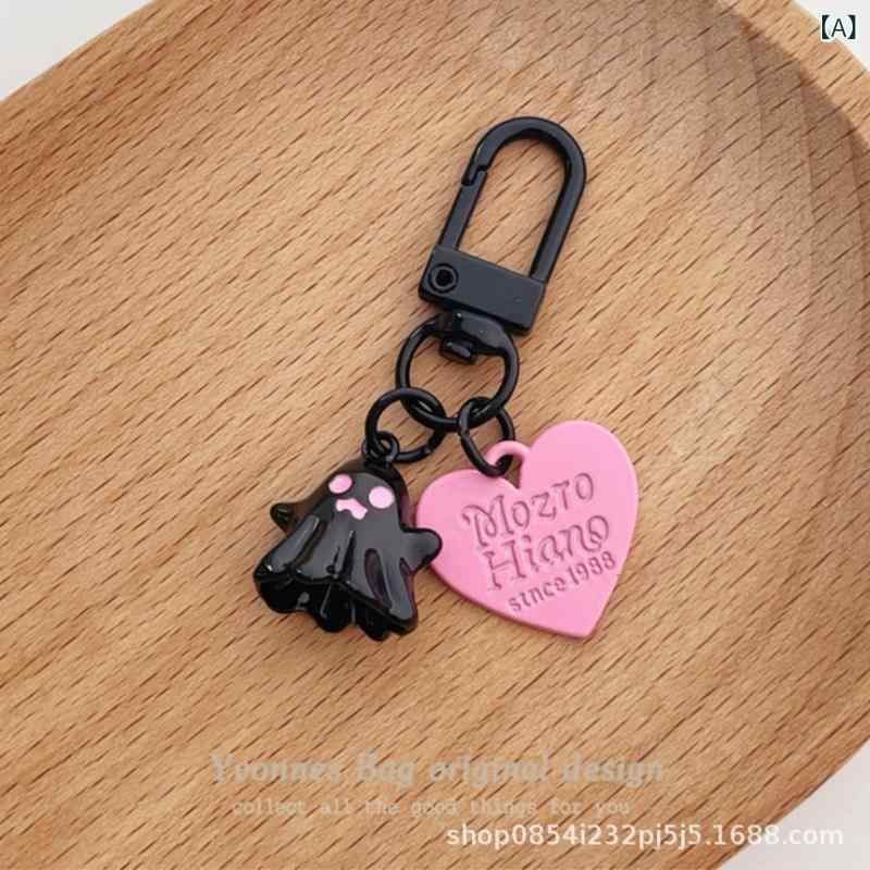 かわいい 個性の 甘い クールな 幽霊の 幽霊の 愛の ペンダント ピンクの 黒い 丸い ボタンの ペンダント