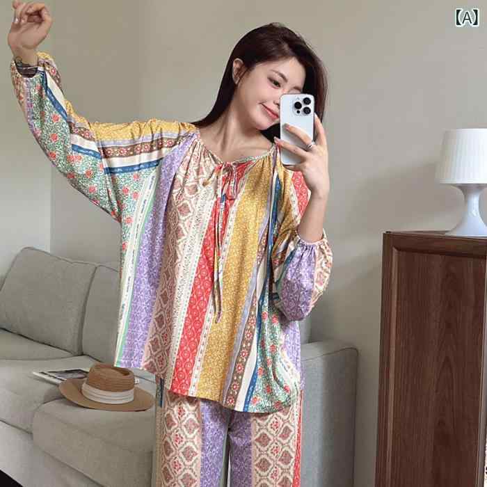 新 商品の 韓国 版の 香 風は 綿の ファッションの 爆発 的な パジャマの 女性の 甘い 長袖の 頭の 田園 風の 少女の 家の 服を まねます。