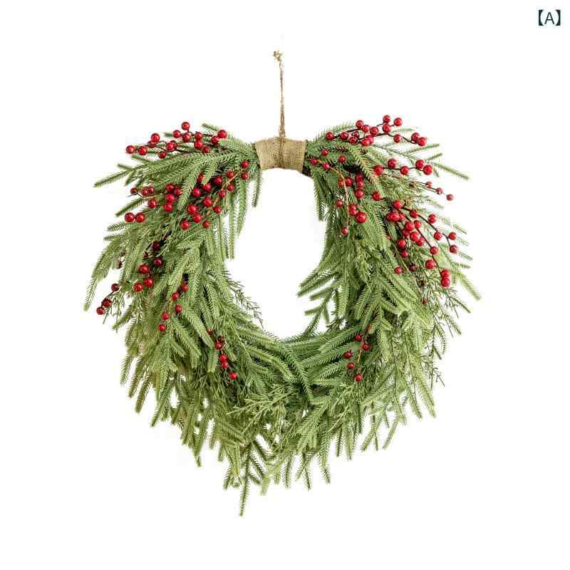 Rakuten - クロスボーダーホットセールクリスマス 感触 素材 模擬 花輪 中庭 ドア 吊り 下げ ホームファームハウスフロントポーチ 撮影 小道具 吊り 下げ 装飾