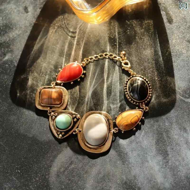 This retro bohemian-style women's fashion bracelet, featuring resin gemstones, has exploded onto the scene across borders and is perfect for everyday wear for women.