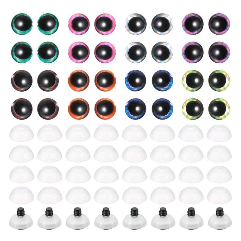 PATIKIL 16mm フラッシュセーフティアイ 32個のムーンドールアイ リアルカラフルな編み目セーフティアイ デコクロシェアクセサリー ドールクラフト ハロウィン 8色