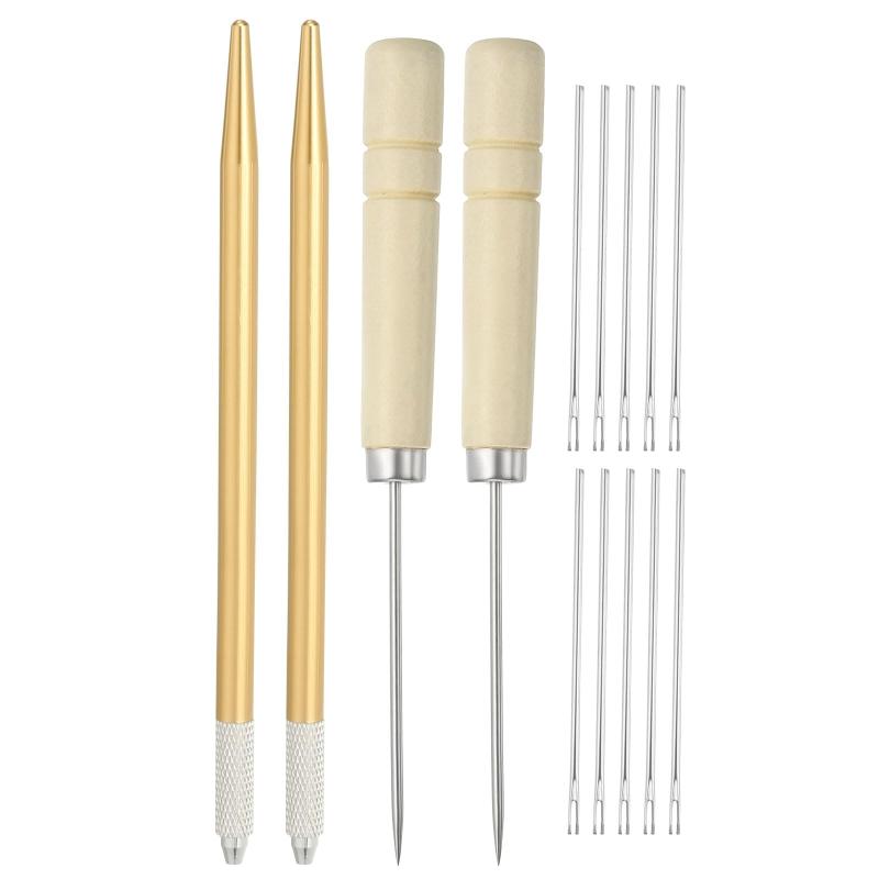 PATIKIL 人形の髪 植え付けホルダーキット 0.8mm 人形の髪 植え付け用編み針 木製 千枚通し付きかぎ針 ..