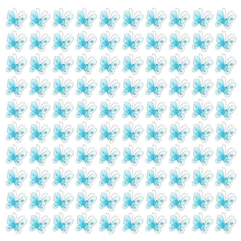 PATIKIL クラフト用100個 蝶々 1"メッシュワイヤーグリッター 蝶々 DIYクラフトホームデコレーション衣類ウェディングデコレーション ライトブルー